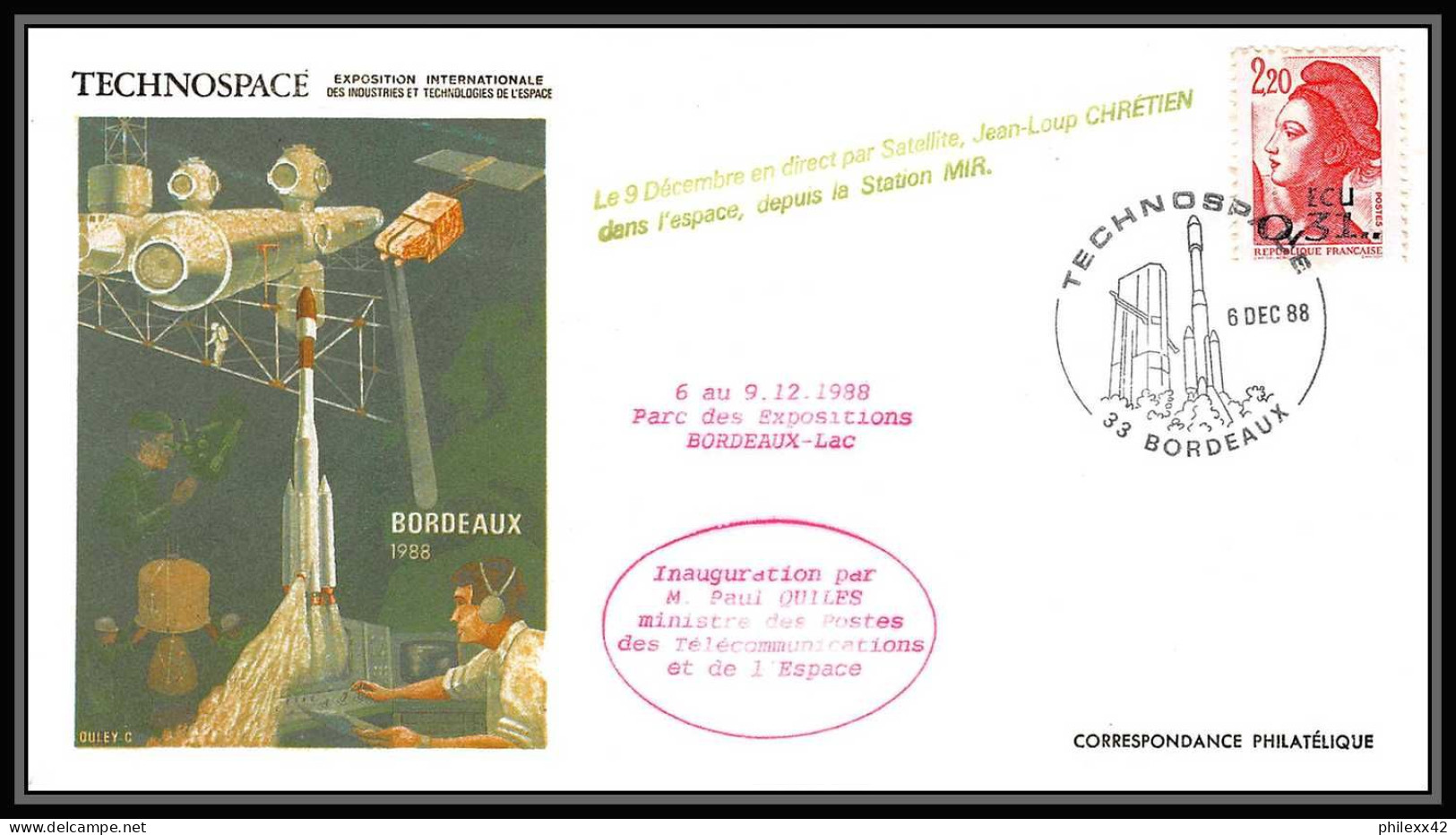 11976 Technospace 1988 Bordeaux France Espace (space Raumfahrt) Lettre (cover Briefe) - Europe
