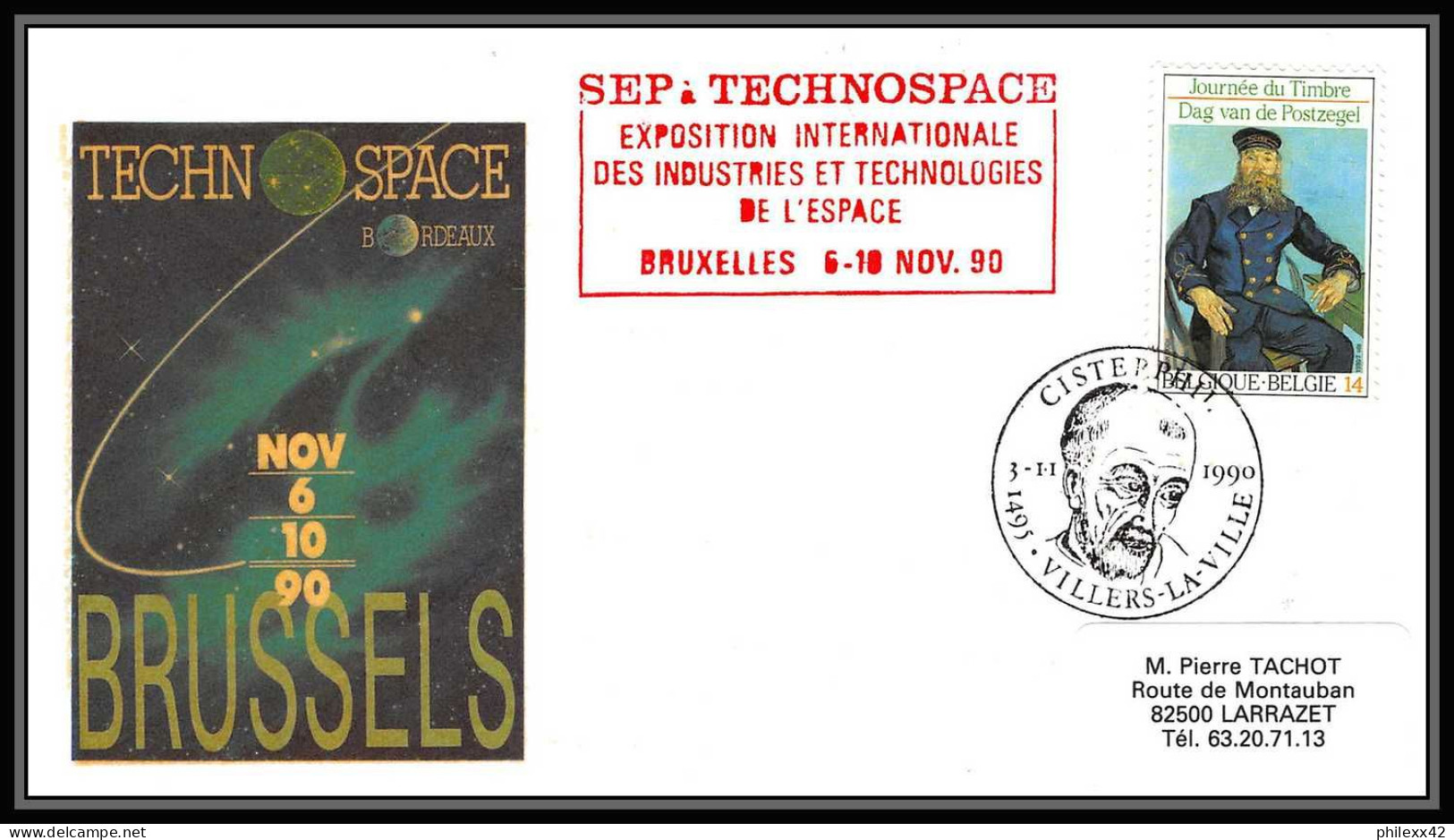 11960 Sep Technnospace Villers La Ville 1990 Belgique (Belgium) Espace (space Raumfahrt) Lettre (cover Briefe) - Europe