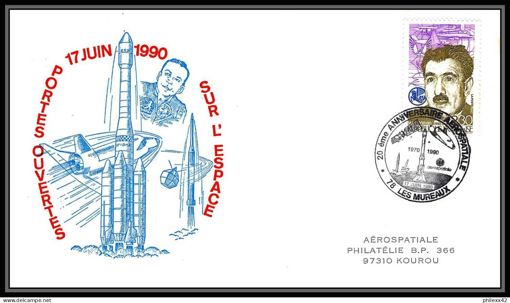 11967 Les Mureaux 1990 Aerospatiale France Espace (space Raumfahrt) Lettre (cover Briefe) - Europa