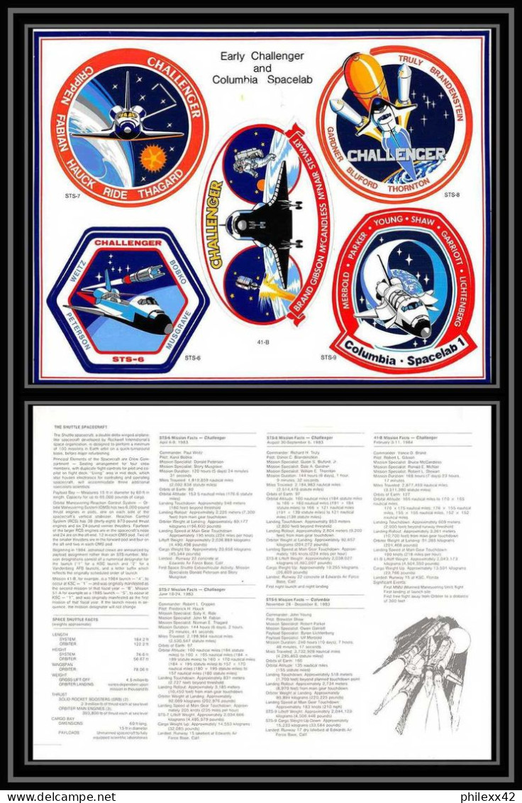 11839/ Espace (space Raumfahrt) Stickers (autocollant) Feuilles Sheets 28x22 Cm Usa Shuttle Navette Challenger Columbia - Etats-Unis