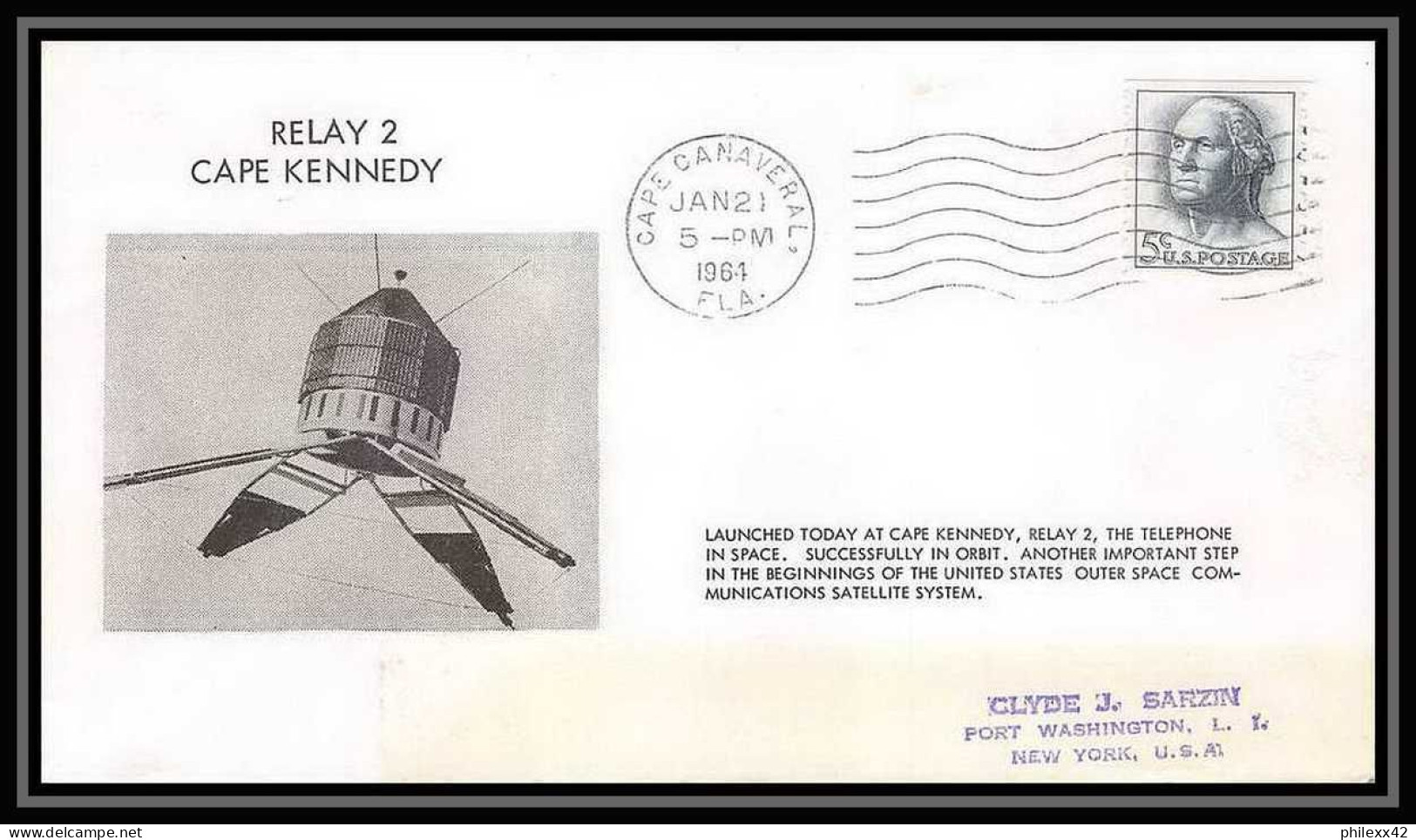 11813/ Espace (space Raumfahrt) Lettre (cover Briefe) 21/1/1964 Relay 2 Cape Kennedy Usa - United States