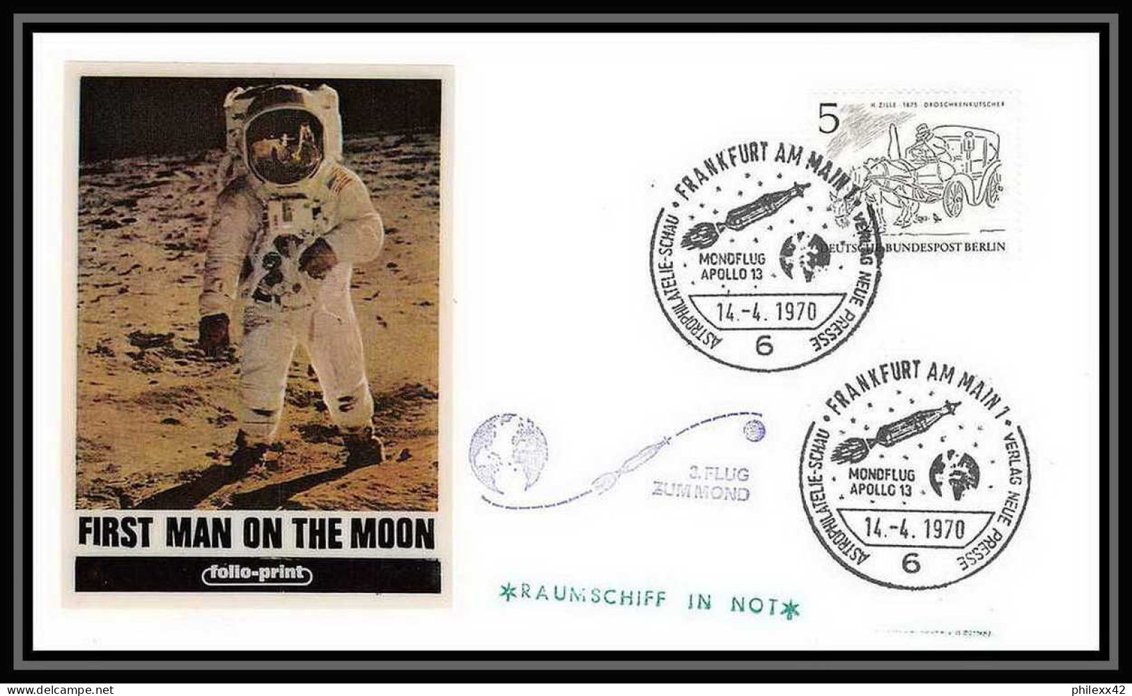 11791/ Espace (space Raumfahrt) Lettre (cover Briefe) 14/4/1970 Folio Print Apollo 13 Allemagne (germany BERLIN) - Europa