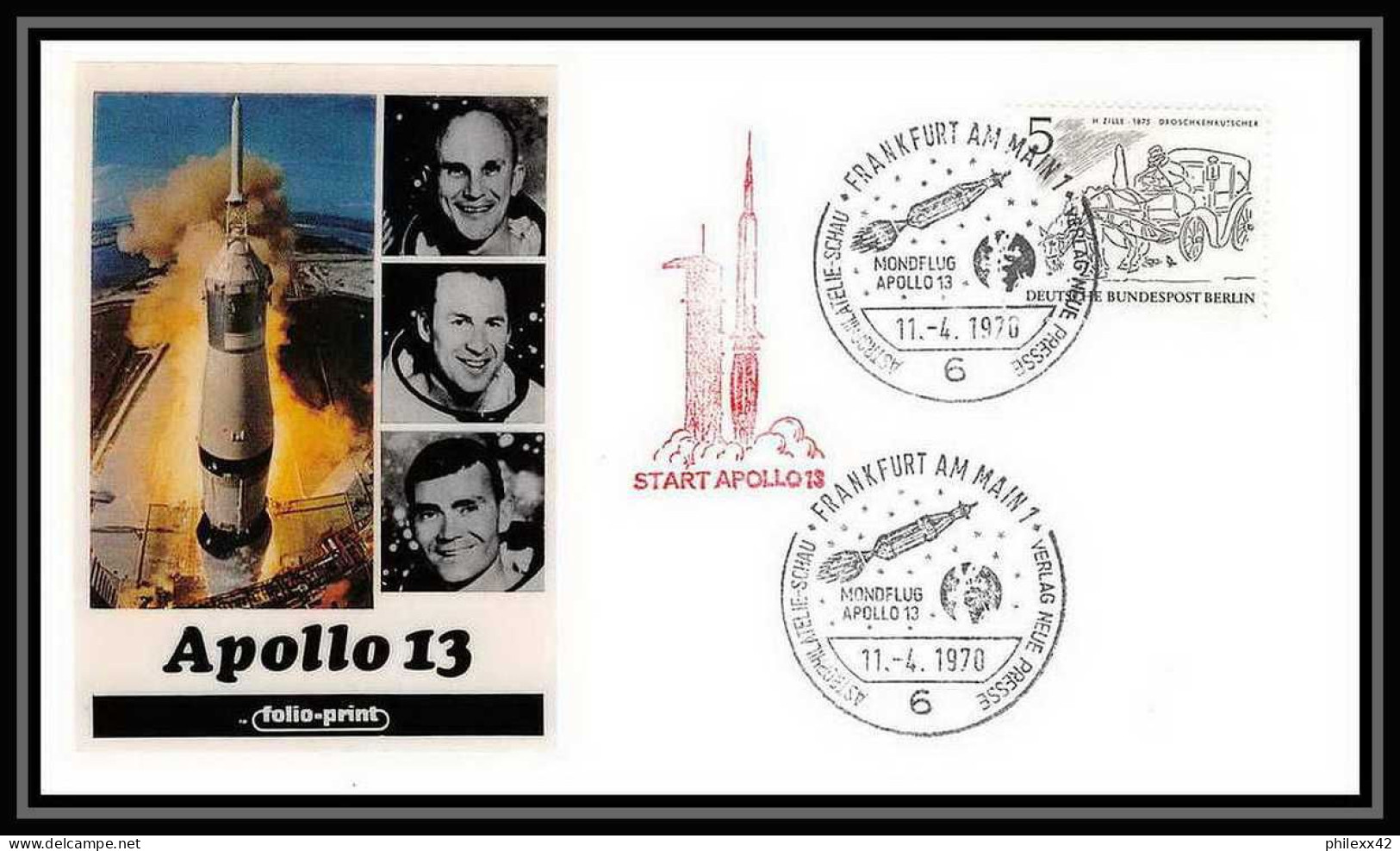 11793/ Espace (space Raumfahrt) Lettre (cover Briefe) 11/4/1970 Folio Print Apollo 13 Allemagne (germany BERLIN) - Europa