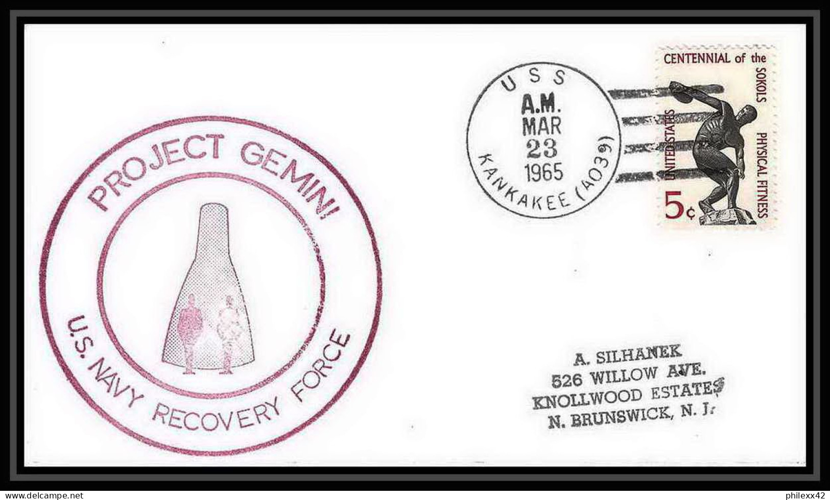 11769/ Espace (space Raumfahrt) Lettre (cover Briefe) 23/3/1965 Gemini 3 Kankakee Usa  - United States