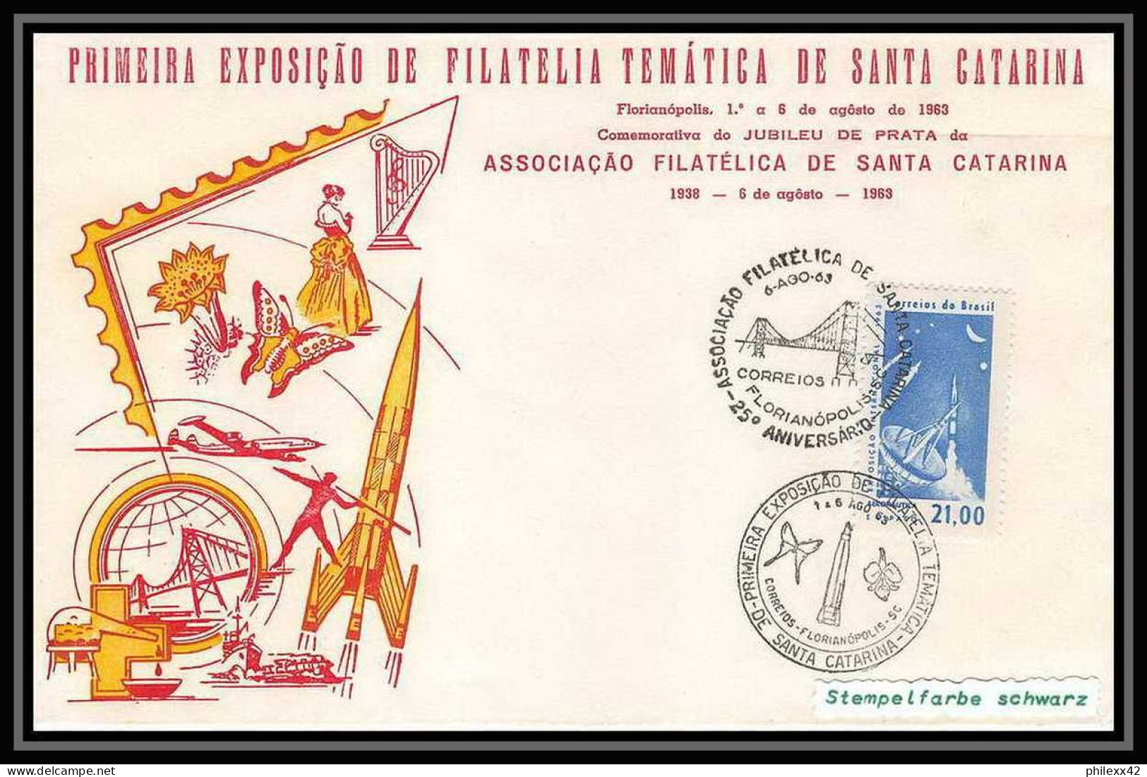 11738/ Espace (space Raumfahrt) Lettre (cover Briefe) 1-6/8/1963 Santa Catarina Brésil (brazil) - Amérique Du Sud