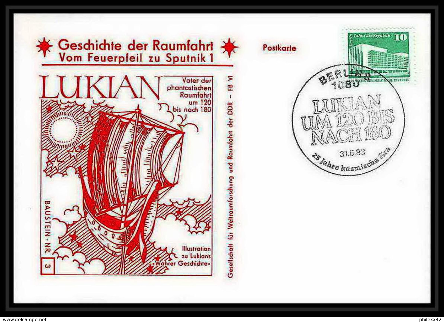 11684/ Espace (space Raumfahrt) Lettre Cover Lucien De Samosate Likian Geschichte Der Spoutnik Sputnik Allemagne DDR - Europa