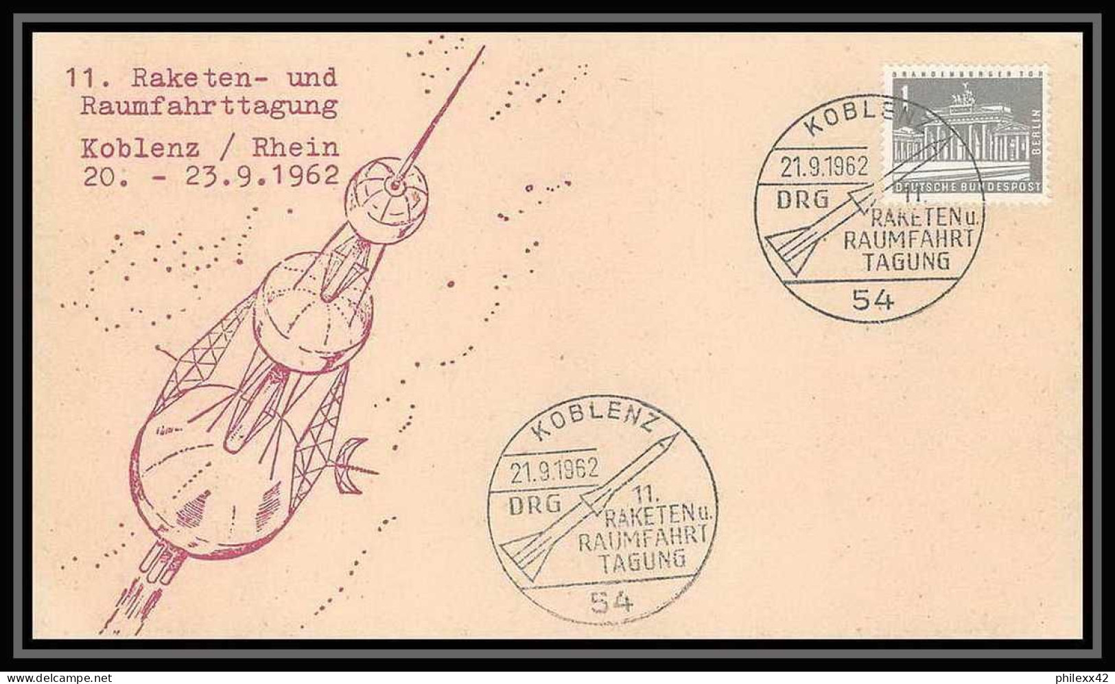 11713/ Espace (space Raumfahrt) Lettre (cover Briefe) 21/9/1962 Raketen Koblenz Allemagne (germany DDR) - Europa