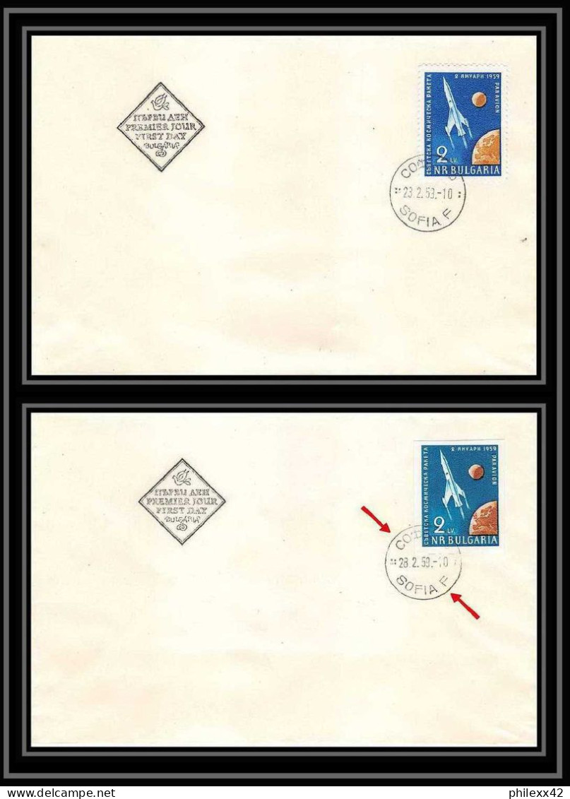 11692/ Espace (space) Lettre (cover) Lunik 1 Fdc 28/2/1959 Bulgarie (Bulgaria) + Non Dentelé (imperforate)  - Europe