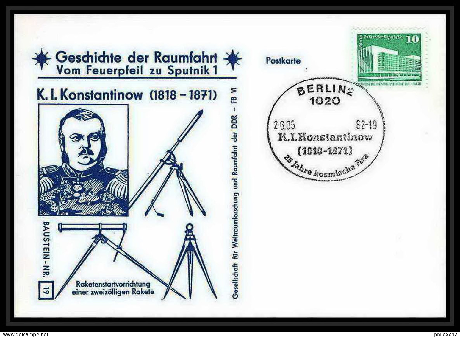 11641/ Espace (space Raumfahrt) Lettre Cover Konstantinow Geschichte Der Spoutnik Sputnik Allemagne (germany DDR) - Europe