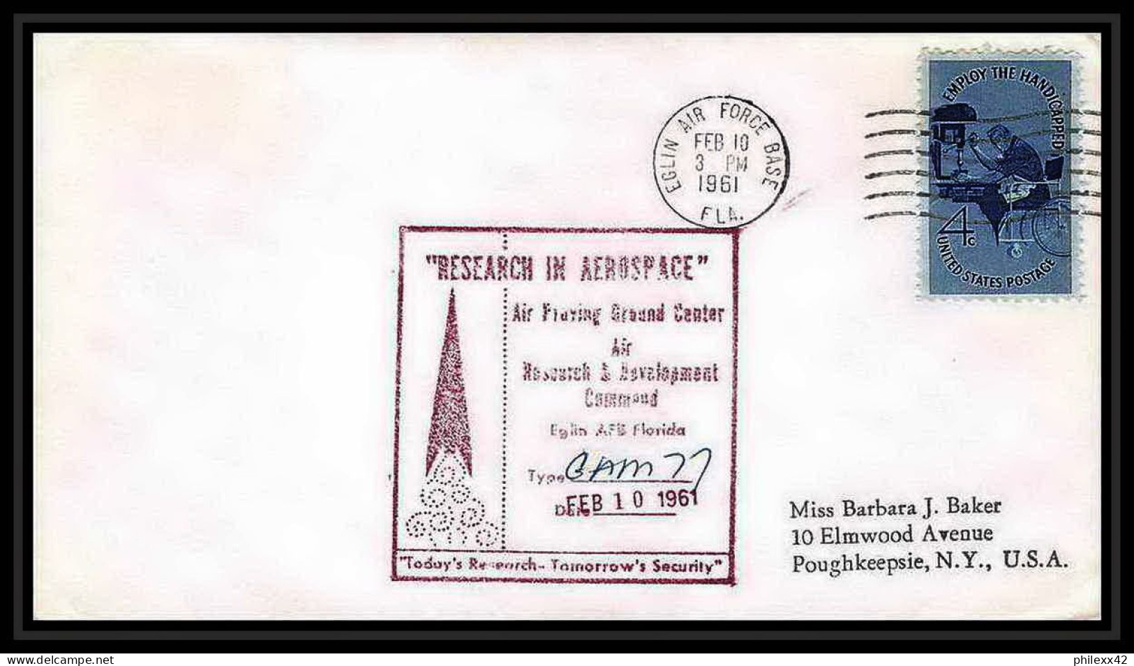 11603/ Espace (space Raumfahrt) Lettre (cover Briefe) 10/3/1961 Research In Aerospace Eglin USA - USA