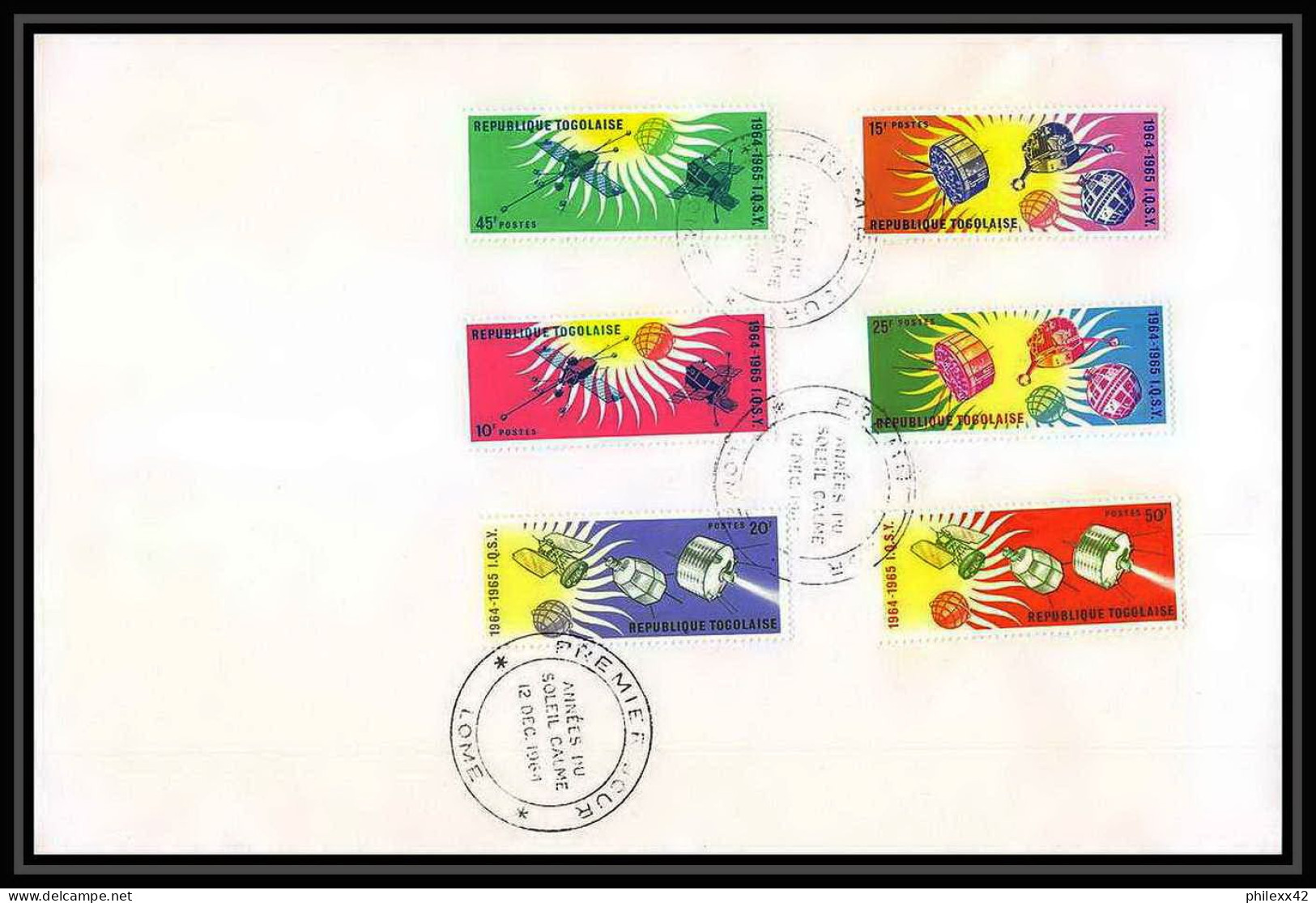 11465/ Espace (space) Lettre (cover) Fdc Année Internationale Du Soleil Calme Sun Togo 12/12/1964 - Afrique