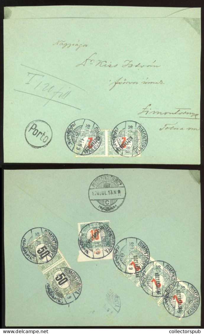 SIMONTORNYA 1920. Nice Cover With Postage Due Stamps! - Lettres & Documents