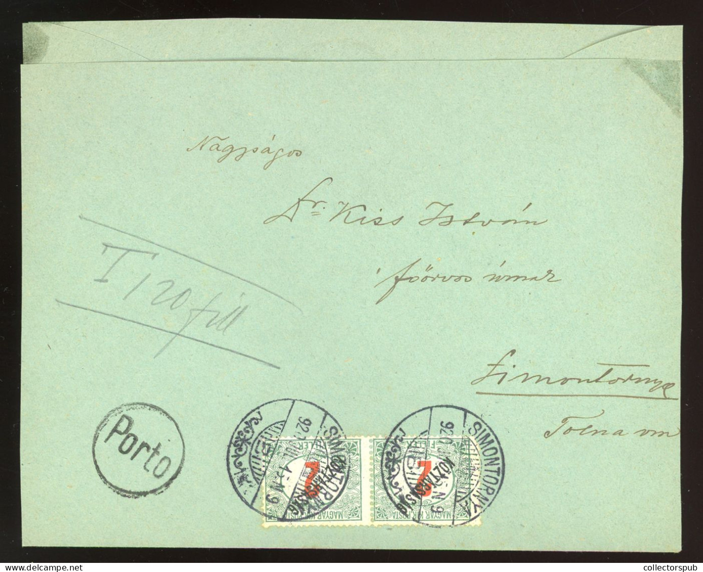 SIMONTORNYA 1920. Nice Cover With Postage Due Stamps! - Lettres & Documents