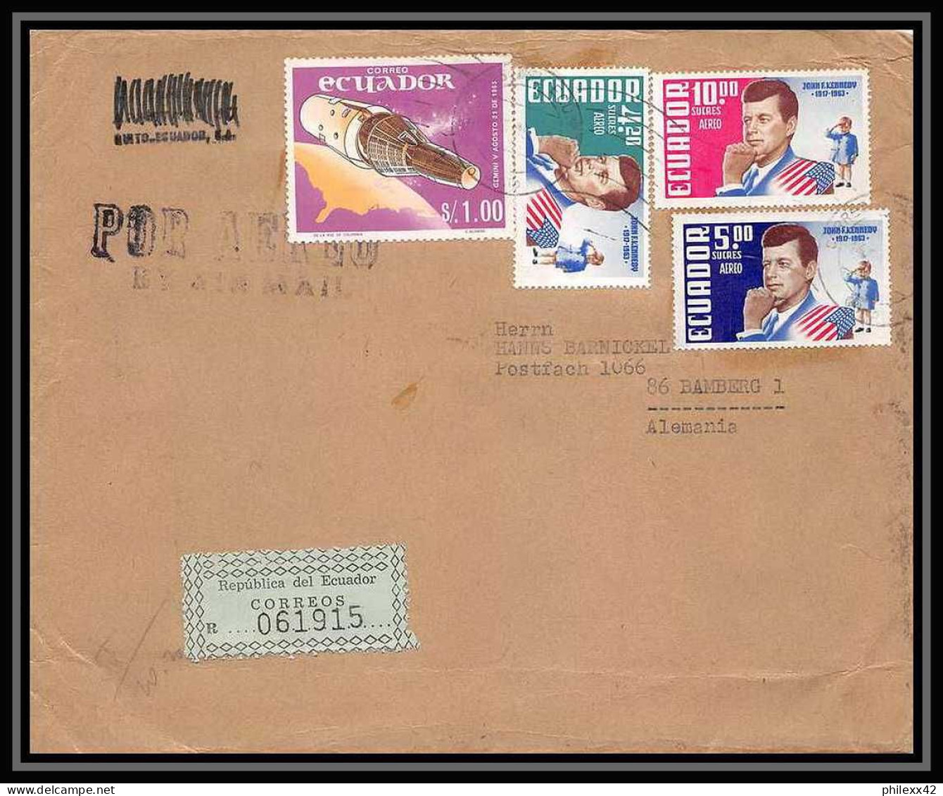 11350/ Espace (space Raumfahrt) Lettre (cover Briefe) Uit Astronautica Equateur (ecuador) 1966 - Zuid-Amerika