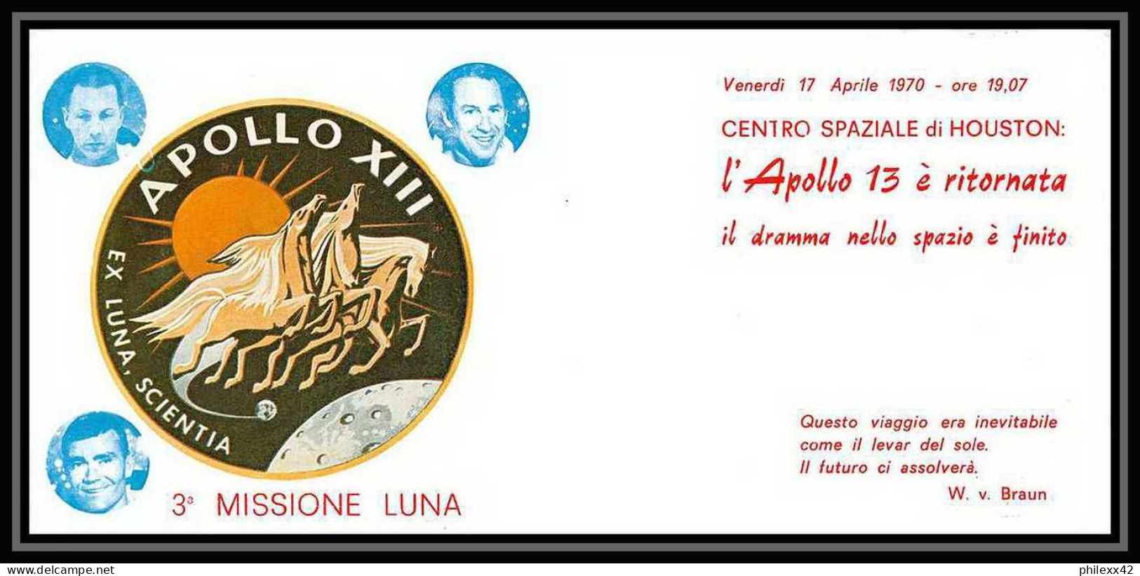 11318/ Espace (space Raumfahrt) Lettre (cover Briefe) Viaggio Terra Luna Apollo 13 Italia Italie (italy) 1970 - Europe