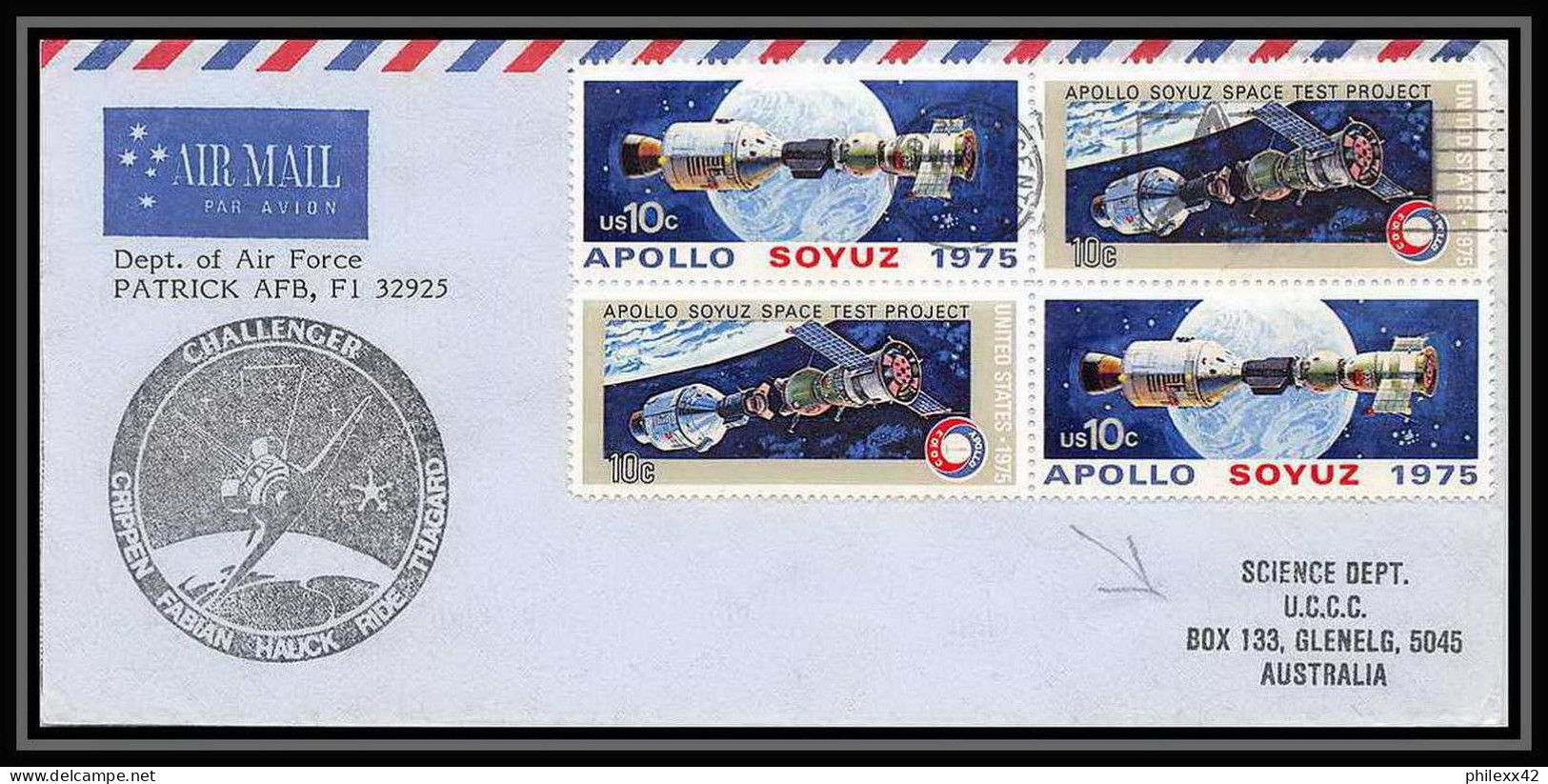 11289/ Espace (space) Lettre (cover) 24/6/1975 Sts-7 Patrick Shuttle (navette) Challenger Numéroté USA - Etats-Unis