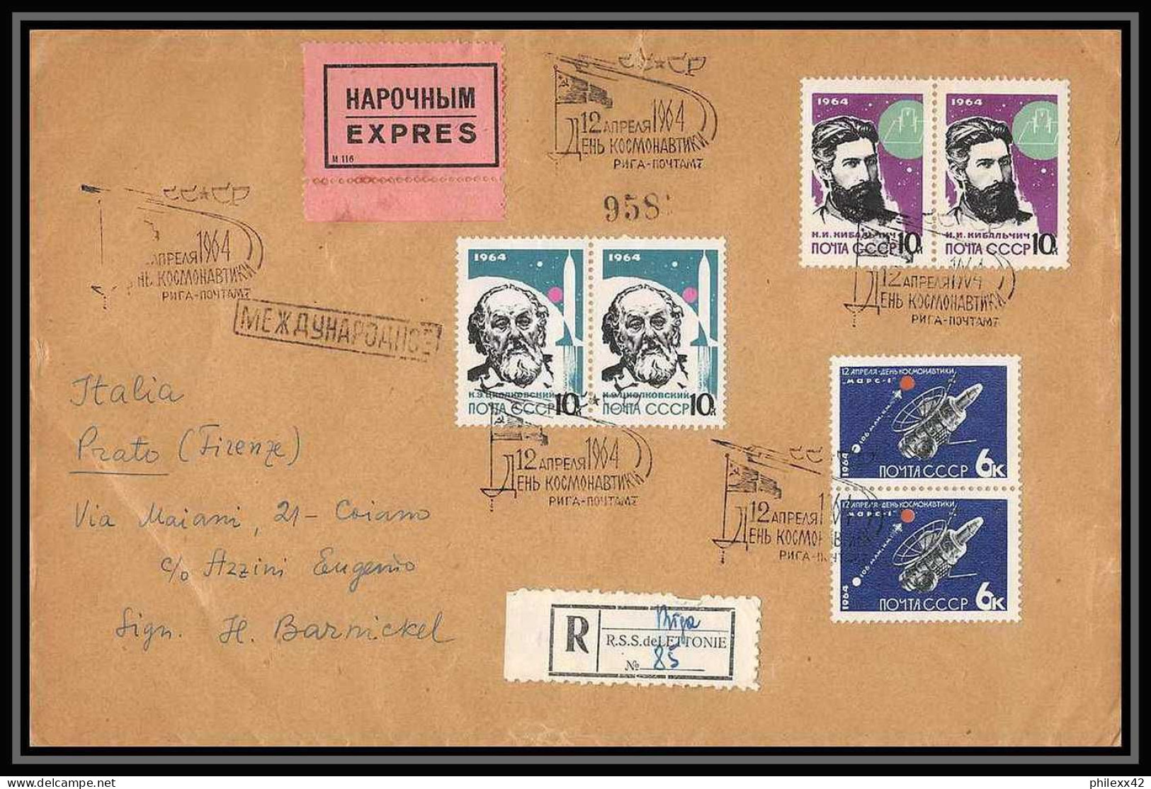 11244/ Espace (space Raumfahrt) Lettre (cover Briefe) 12/4/1964 Gagarine Gagarin Urss USSR 15 C 23 Cm - Russia & USSR