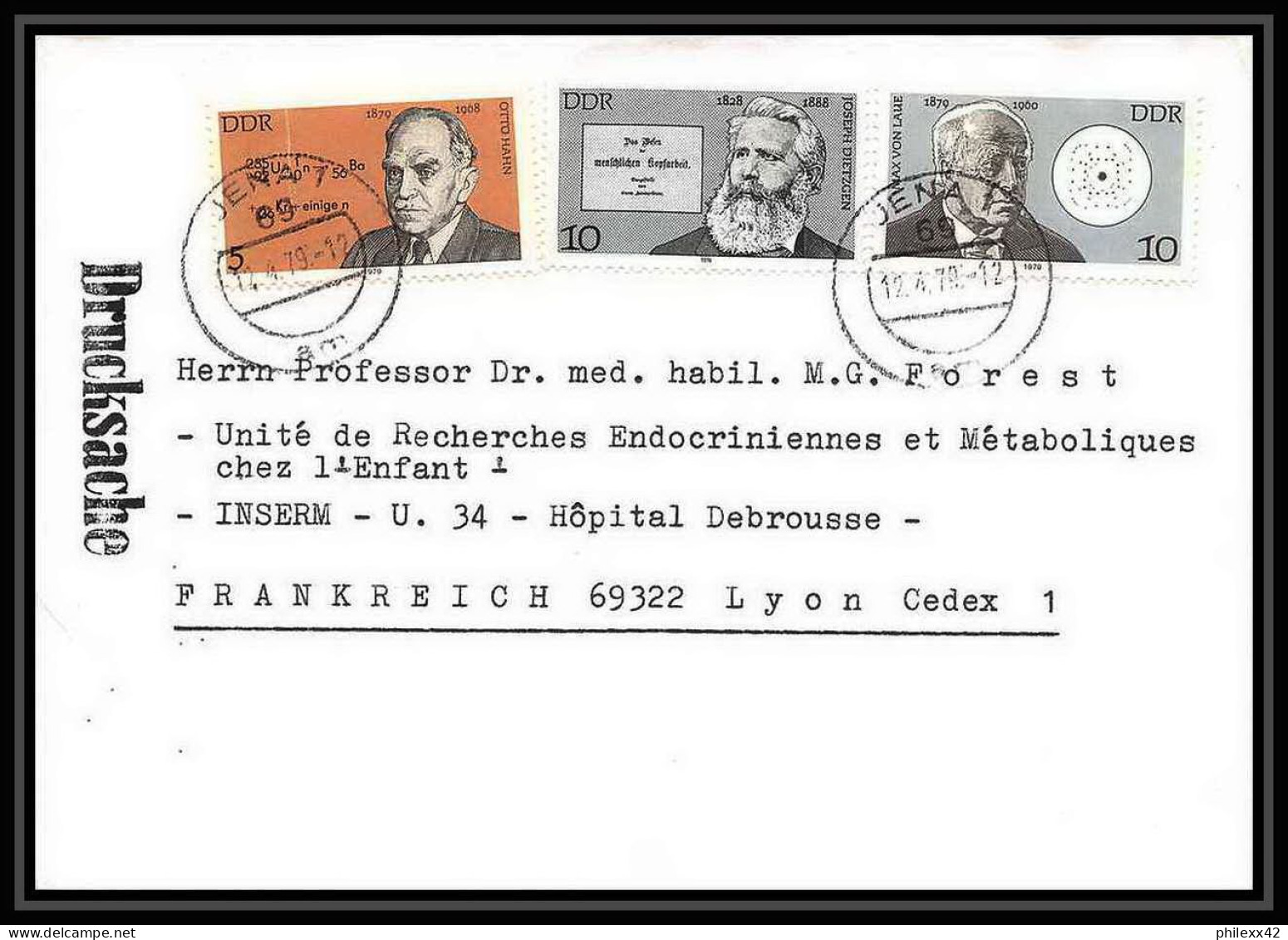 11236/ Lettre Cover Allemagne (germany DDR) 12/4/1979 Uena Lyon - Other & Unclassified