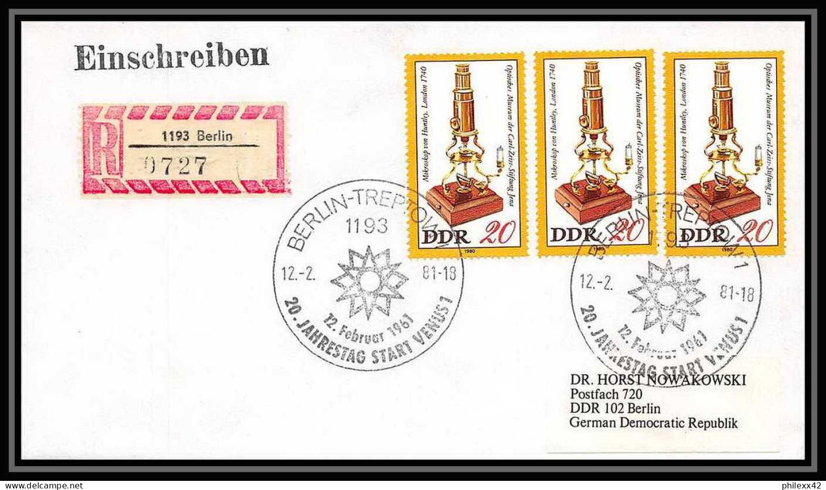 11172/ Espace (space Raumfahrt) Lettre Cover Allemagne (germany DDR) 12/2/1981 Venus 1 Berlin - Europe