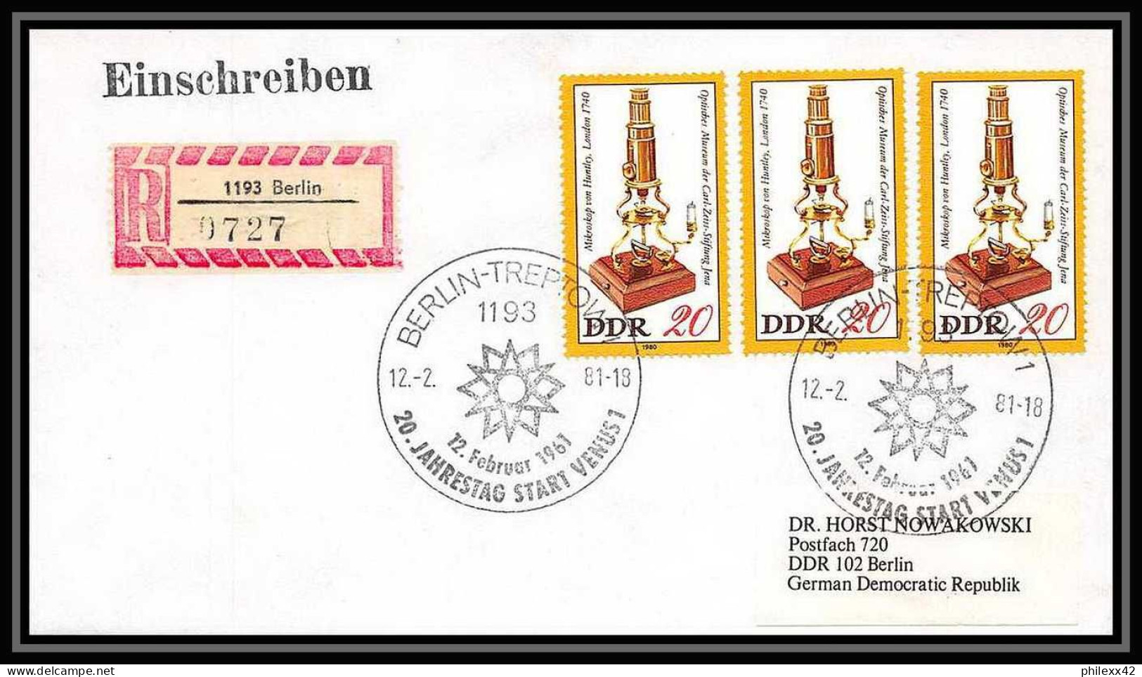 11172/ Espace (space Raumfahrt) Lettre Cover Allemagne (germany DDR) 12/2/1981 Venus 1 Berlin - Europa