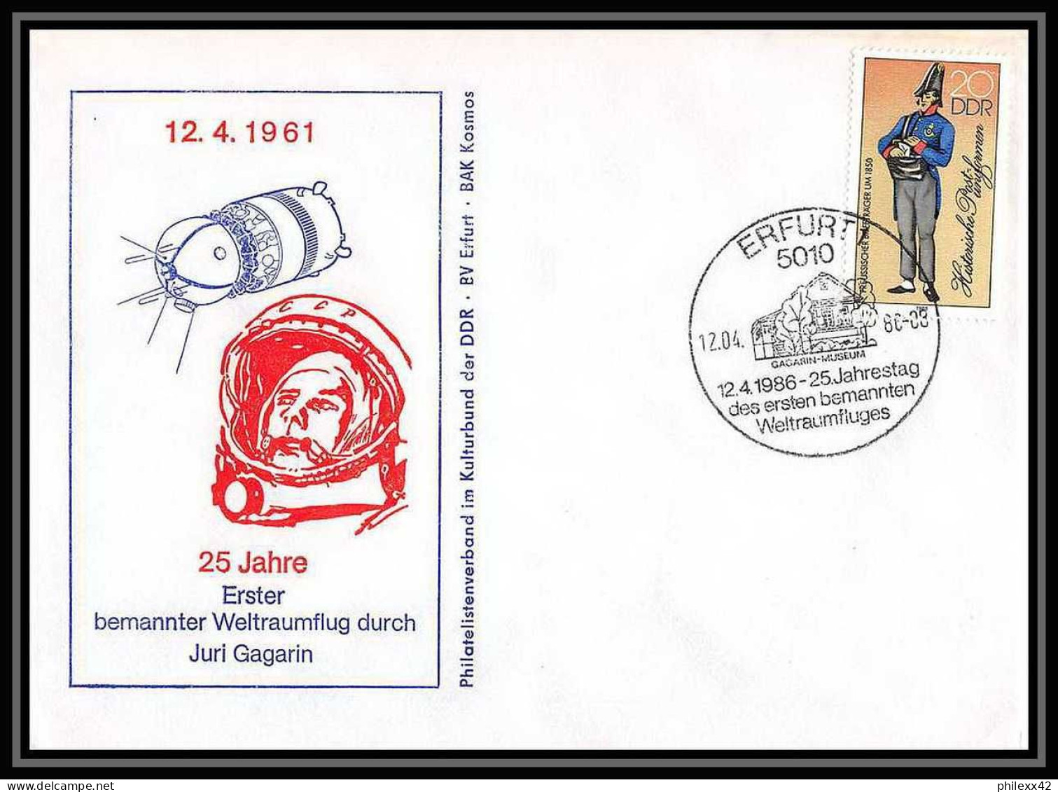 11144/ Espace (space Raumfahrt) Lettre Cover 12/4/1986 Gagarine Gagarin Allemagne (germany DDR) - Europe