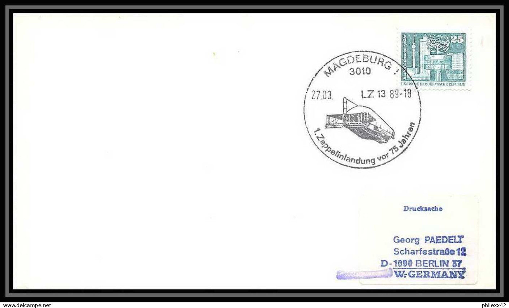 11156/ Espace (space Raumfahrt) Lettre Cover Allemagne (germany DDR) 27/3/1989 Magdebourg Zeppelin - Europa