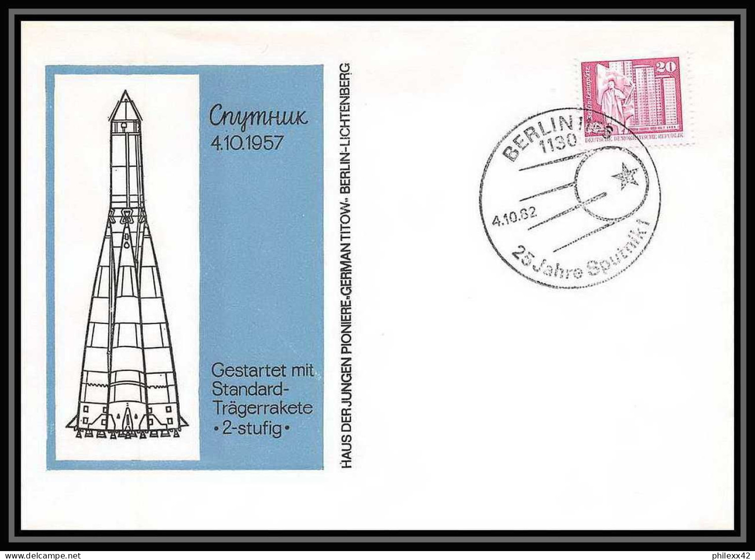 11138/ Espace (space Raumfahrt) Lettre Cover 4/10/1982 Spoutnik Sputnik Allemagne (germany DDR) - Europa