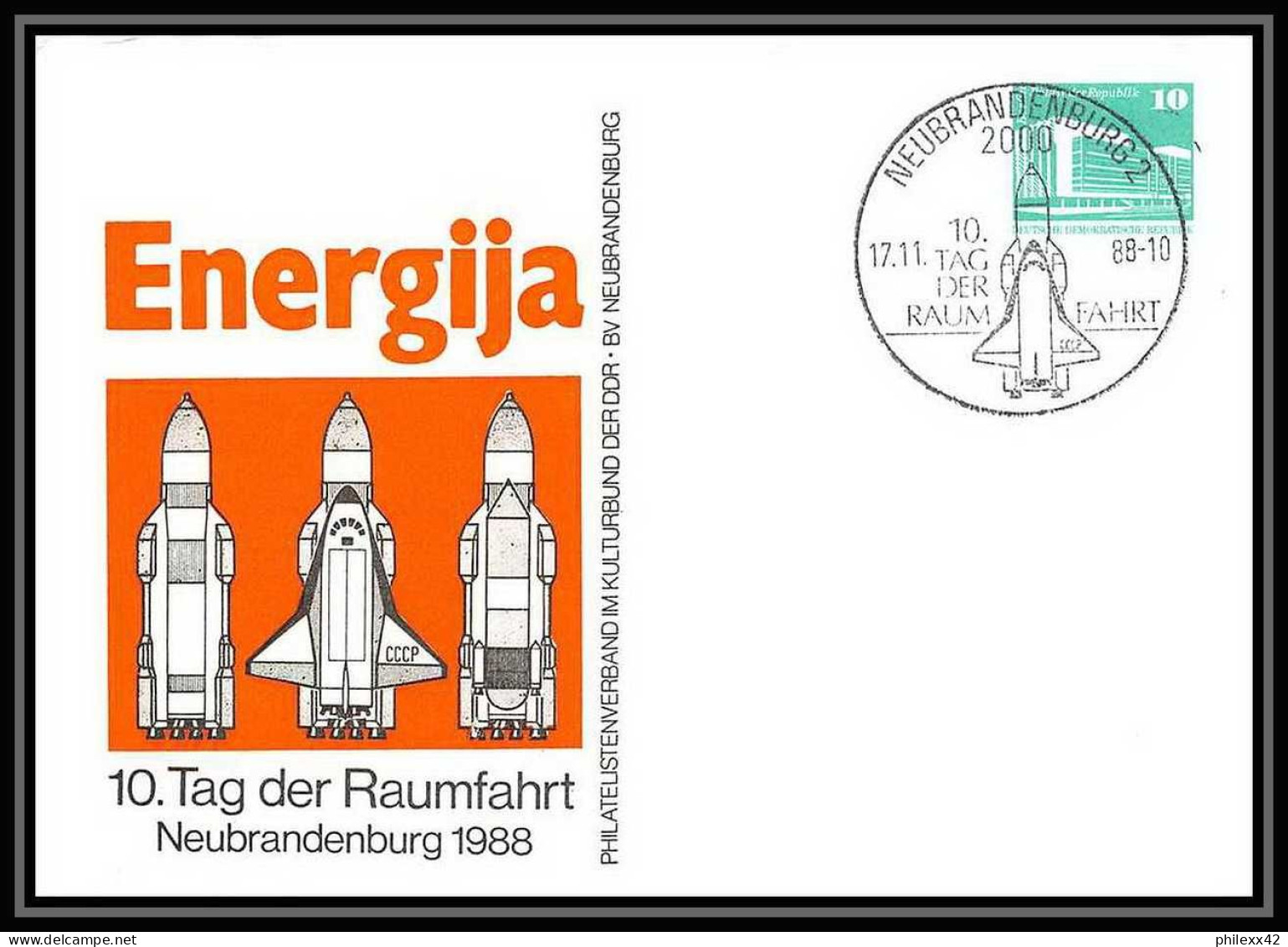 11152/ Espace (space Raumfahrt) Lettre Cover Allemagne (germany DDR) 17/11/1988 Neubrandenburg Energija  - Europa