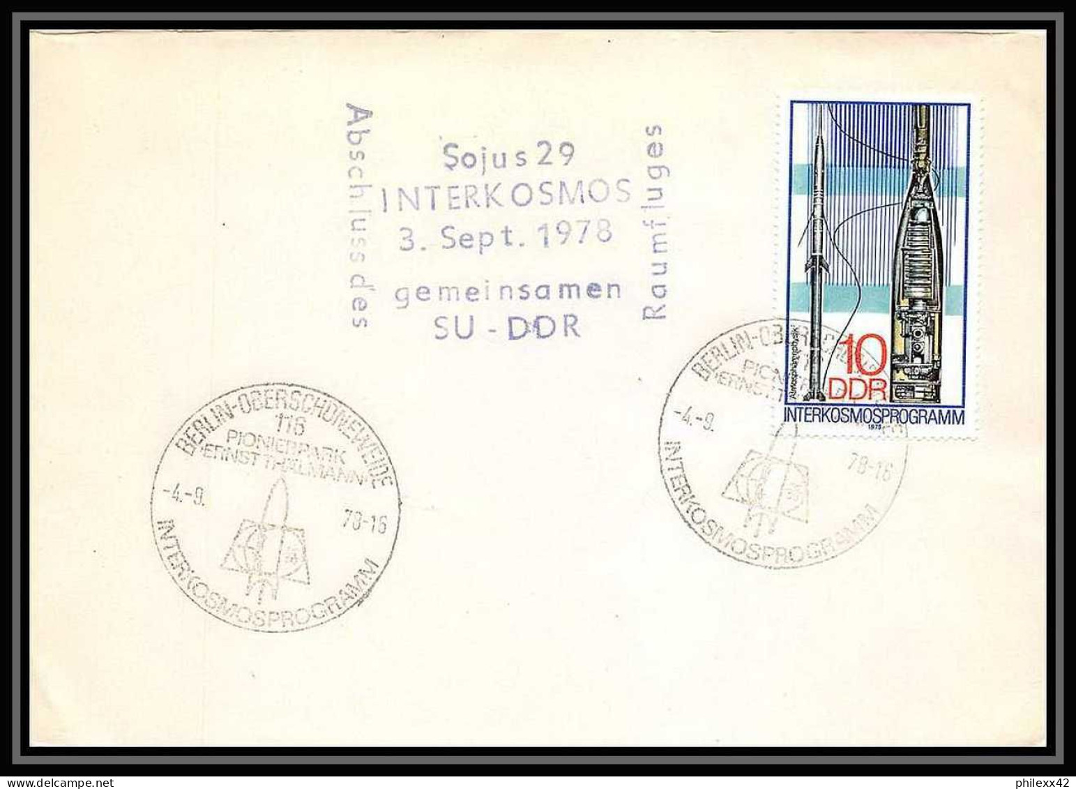 11142/ Espace (space Raumfahrt) Lettre Cover 4/9/1978 Interkosmos Berlin Allemagne (germany DDR)  - Europa