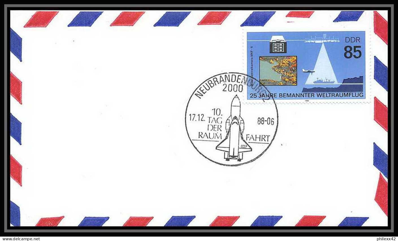 11130/ Espace (space Raumfahrt) Lettre (cover) 17/12/1988 Neubrandenburg Shuttle (navette) Allemagne (germany DDR) - Europe