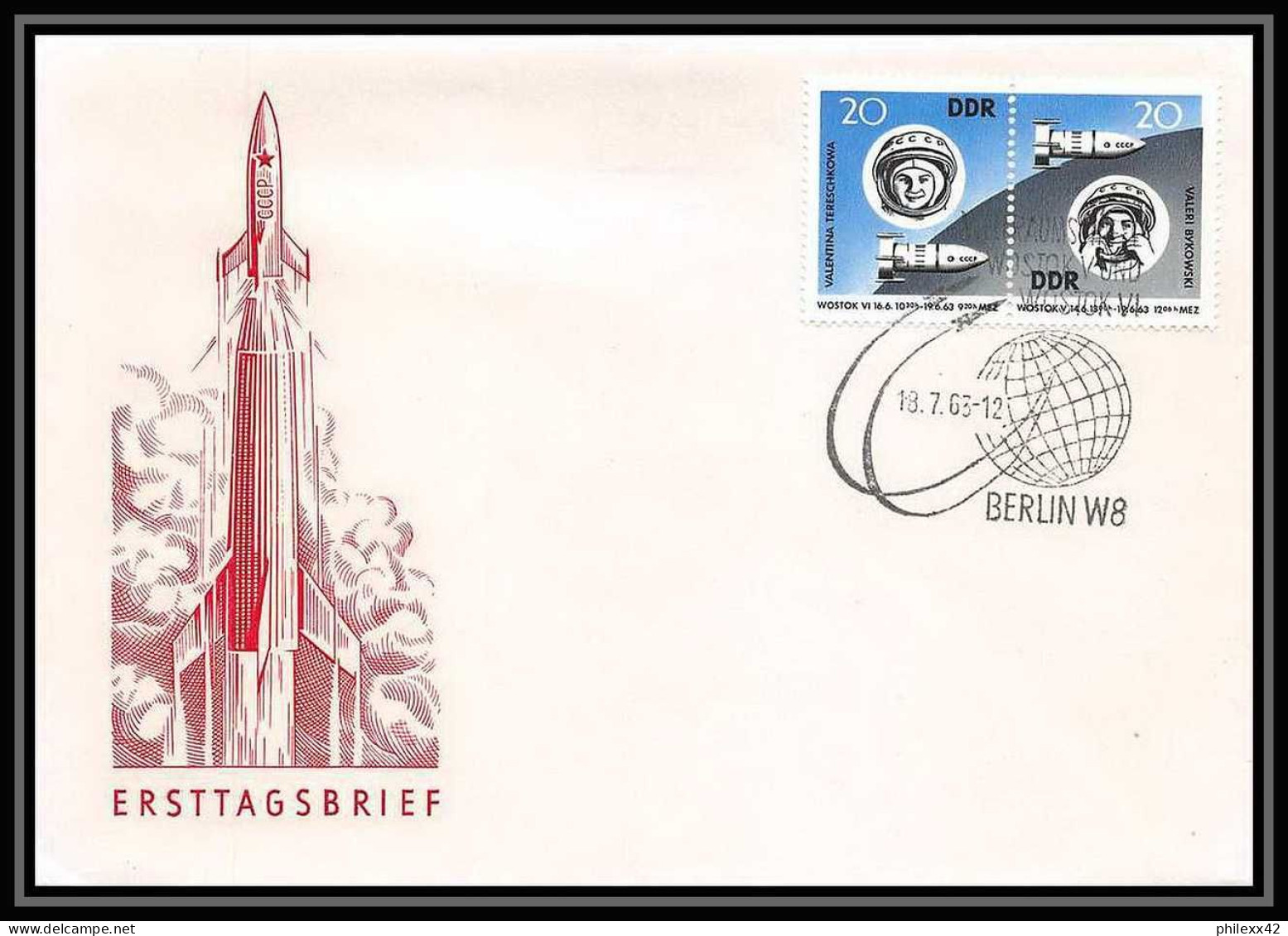 11123/ Espace (space Raumfahrt) Lettre (cover Briefe) 18/7/1963 Berlin Vostok 6 Allemagne (germany DDR) - Europa