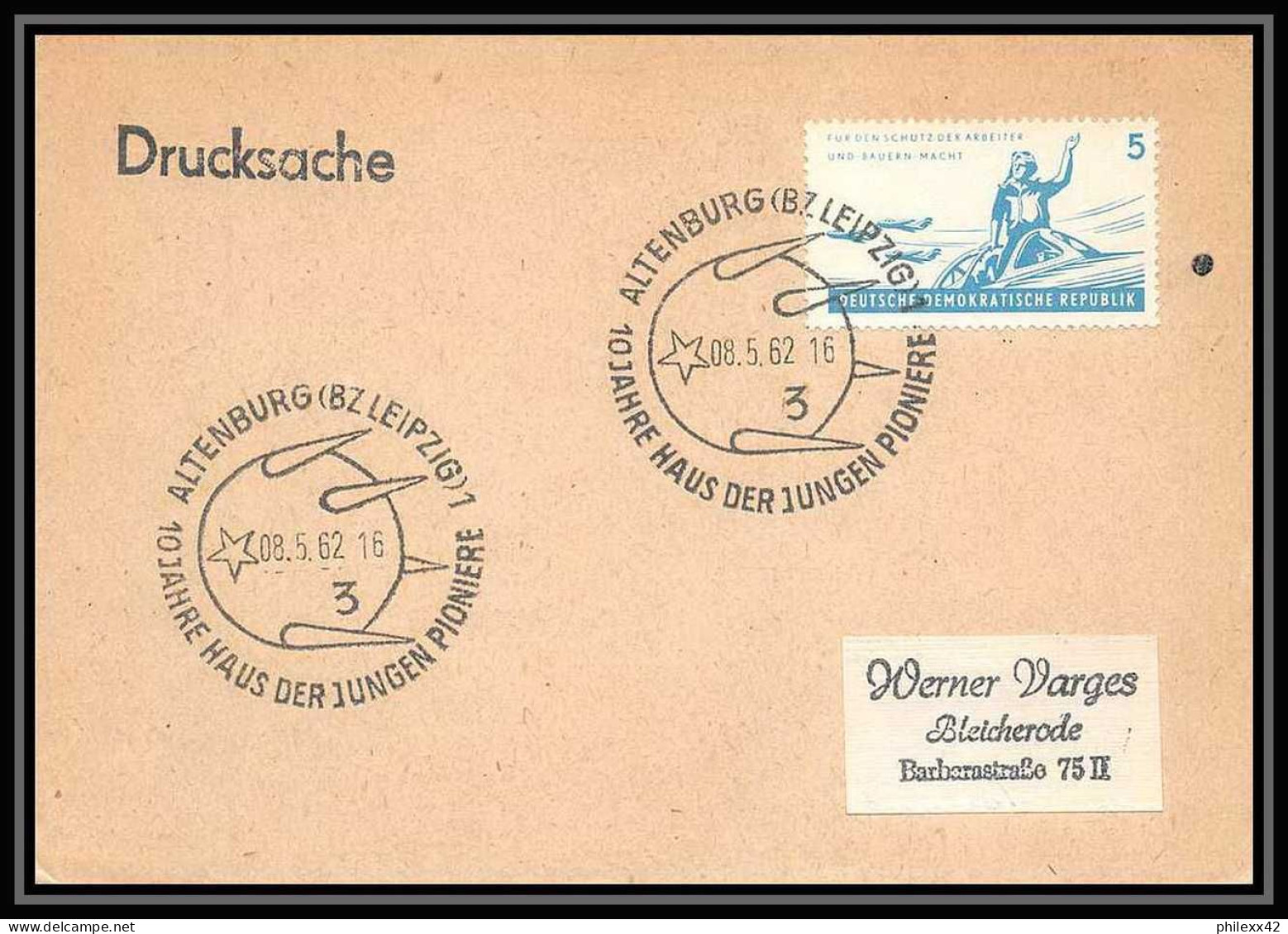 11113/ Espace (space Raumfahrt) Lettre (cover Briefe) 8/5/1962 Altenburg Pioniere Allemagne (germany DDR) - Europe