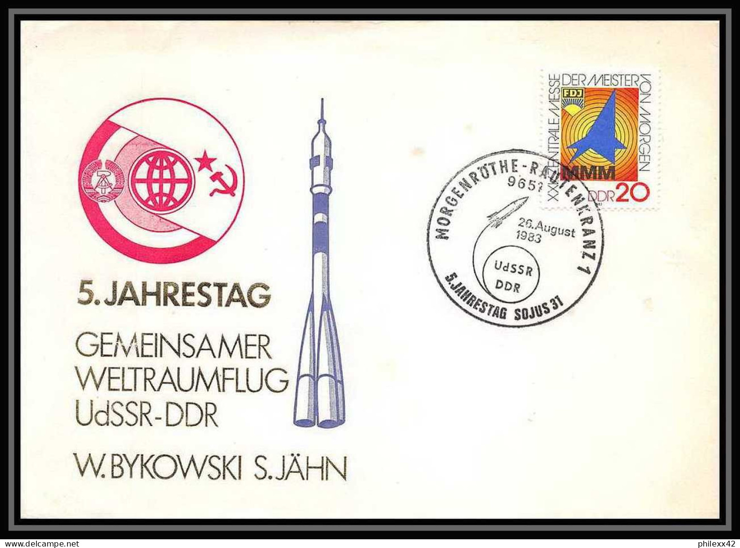 11117/ Espace (space Raumfahrt) Lettre (cover Briefe) 26/8/1983 Jahn Udssr Morgenruthe Allemagne (germany DDR)  - Europe