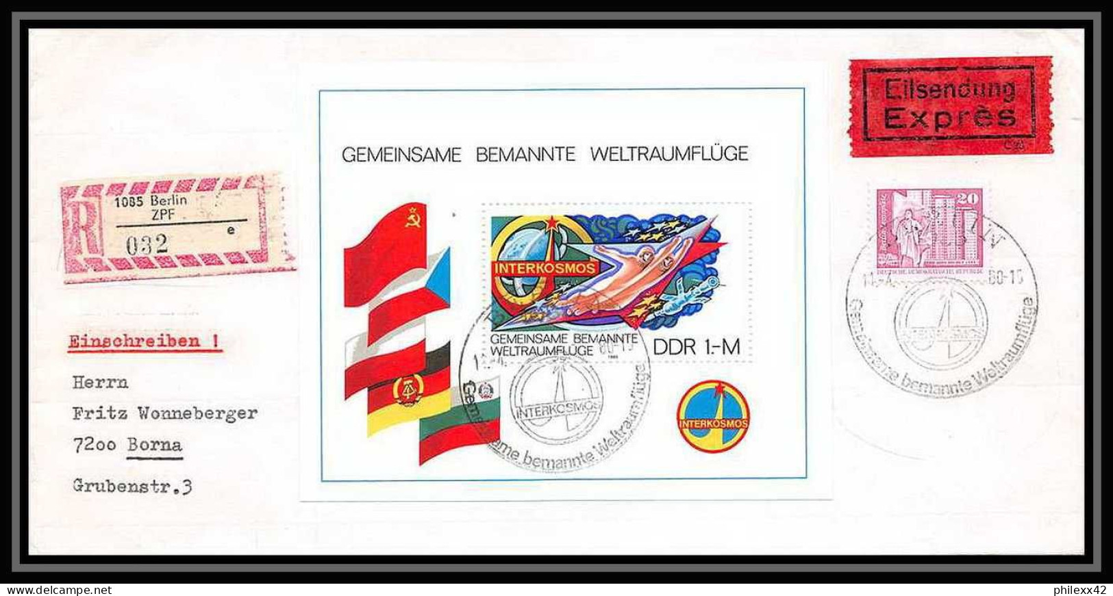 11087/ Espace (space Raumfahrt) Lettre (cover Briefe) 11/4/1980 Allemagne (germany DDR)  - Europa