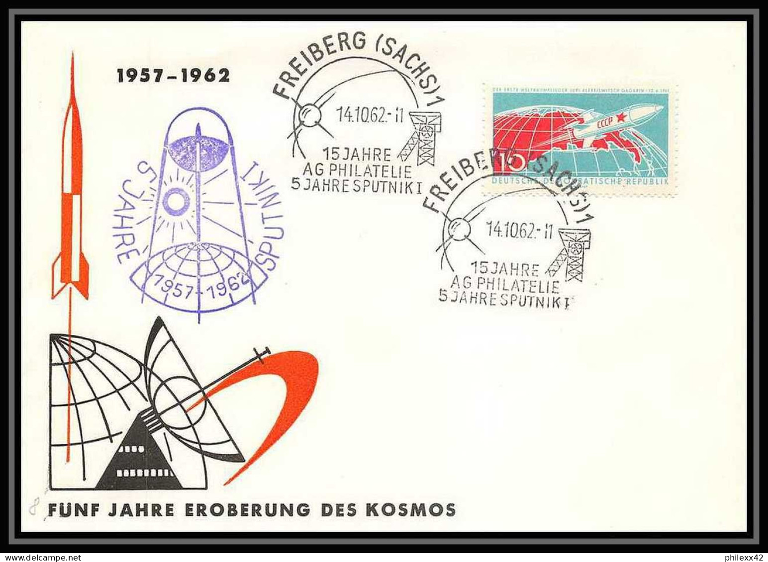 11099/ Espace (space Raumfahrt) Lettre (cover Briefe) 14/10/1962 Spoutnik Sputnik Allemagne (germany DDR) - Europe