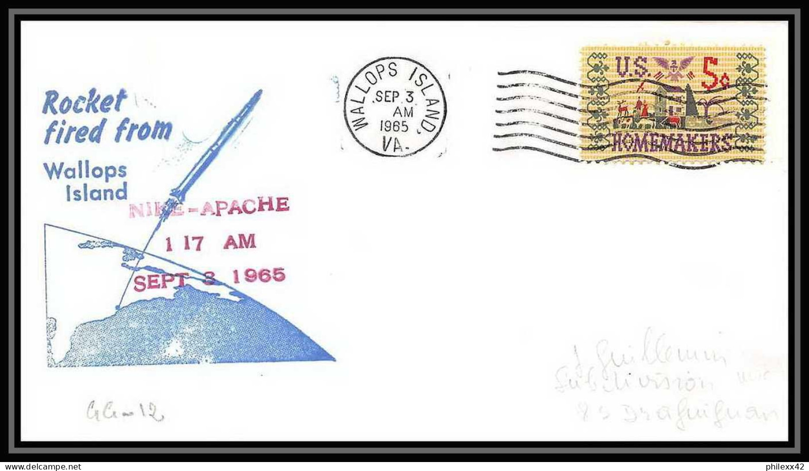 11052/ Espace (space Raumfahrt) Lettre (cover Briefe) 3/9/1965 Wallops Island Nike Apache USA - Estados Unidos