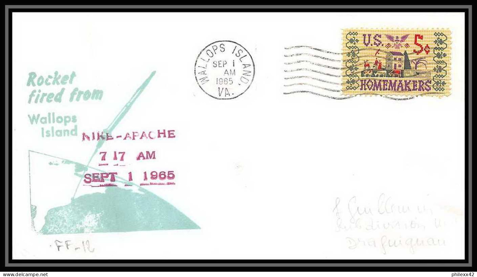 11051/ Espace (space Raumfahrt) Lettre (cover Briefe) 1/9/1965 Wallops Island Nike Apache USA - USA