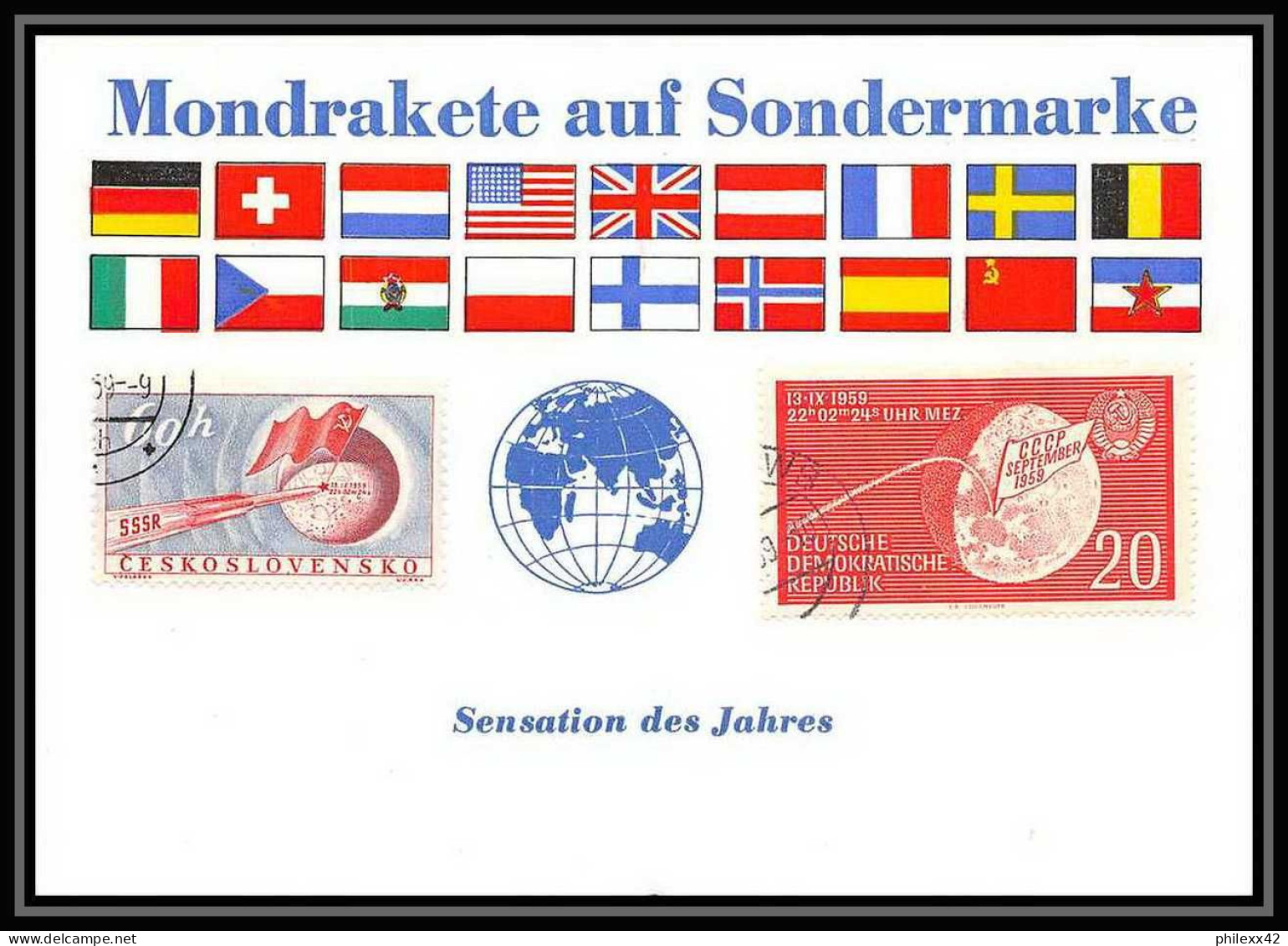 11008/ Espace (space Raumfahrt) Carte Card Tchécoslovaquie (Czechoslovakia) Allemagne (germany DDR) - Europa