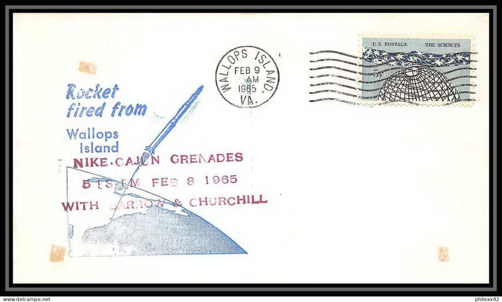 11049/ Espace (space Raumfahrt) Lettre (cover) 9/2/1965 Wallops Island Nike Cajun Grenades Barrow & Churchill USA - United States