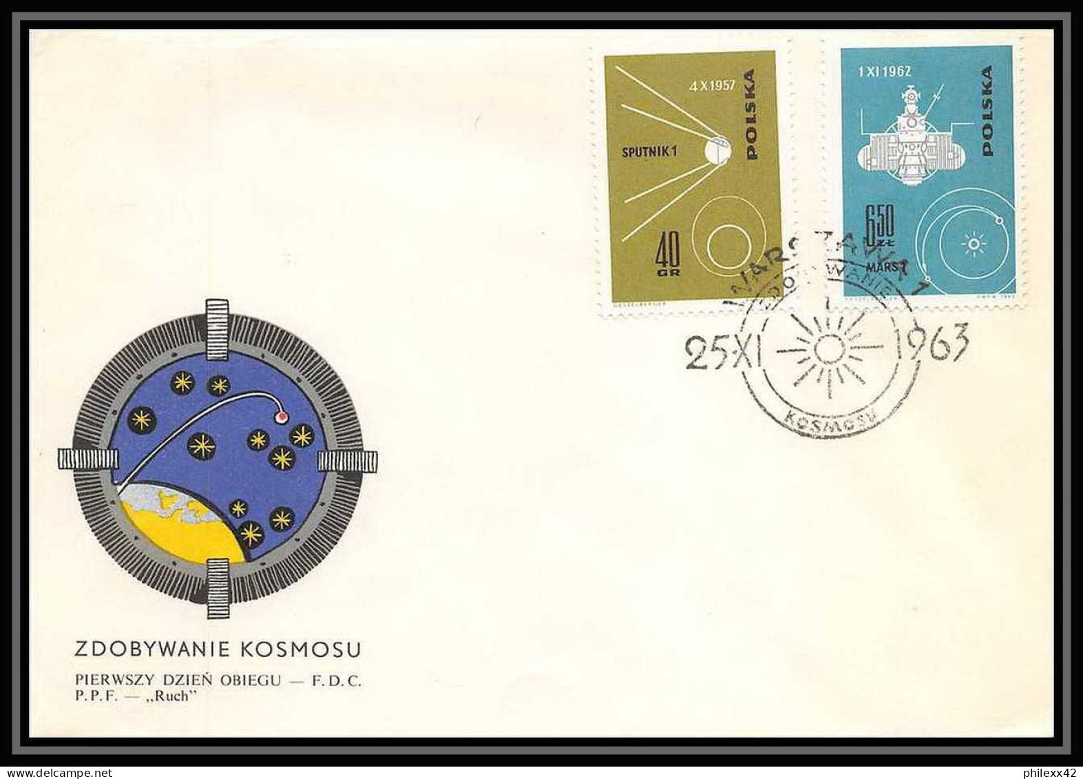 11022/ Espace (space Raumfahrt) Lettre (cover Briefe) 25/11/1963 Fdc Pologne (Poland) - Europa