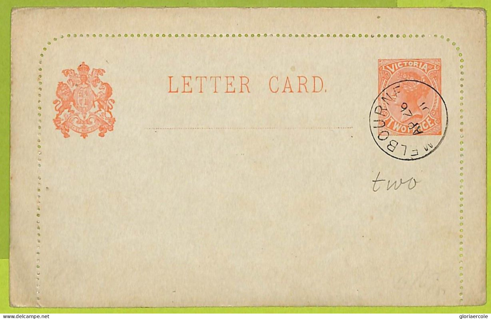 40197 - Australia VICTORIA - Postal History - STATIONERY Letter Card H & G  # 14 - Briefe U. Dokumente