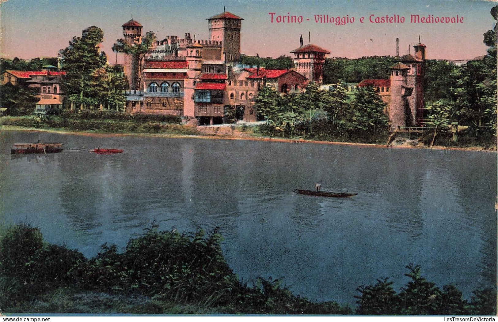 ITALIE - Torino - Villagio E Castella Medioevale - Colorisé - Bateau - Vue Sur Le Château - Carte Postale Ancienne - Andere Monumente & Gebäude