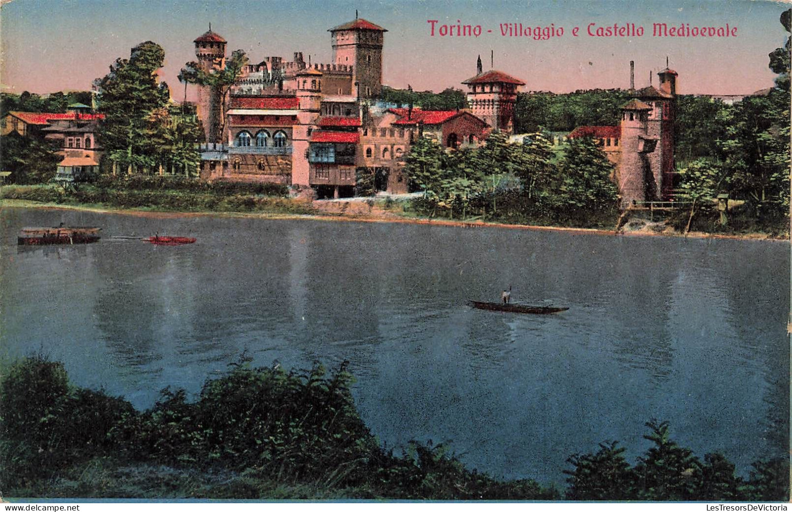 ITALIE - Torino - Villagio E Castella Medioevale - Colorisé - Bateau - Vue Sur Le Château - Carte Postale Ancienne - Autres Monuments, édifices
