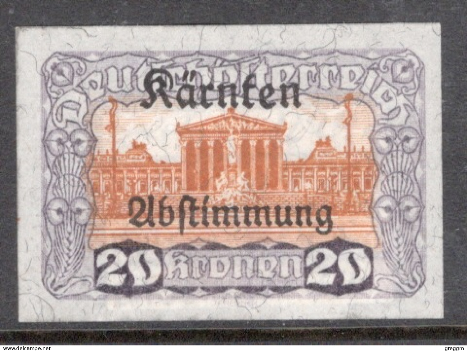 Austria 1920 Single Stamp Showing Overprinted "Kärnten Abstimmung" - Referendum In Carinthia In Unmounted Mint - Ungebraucht