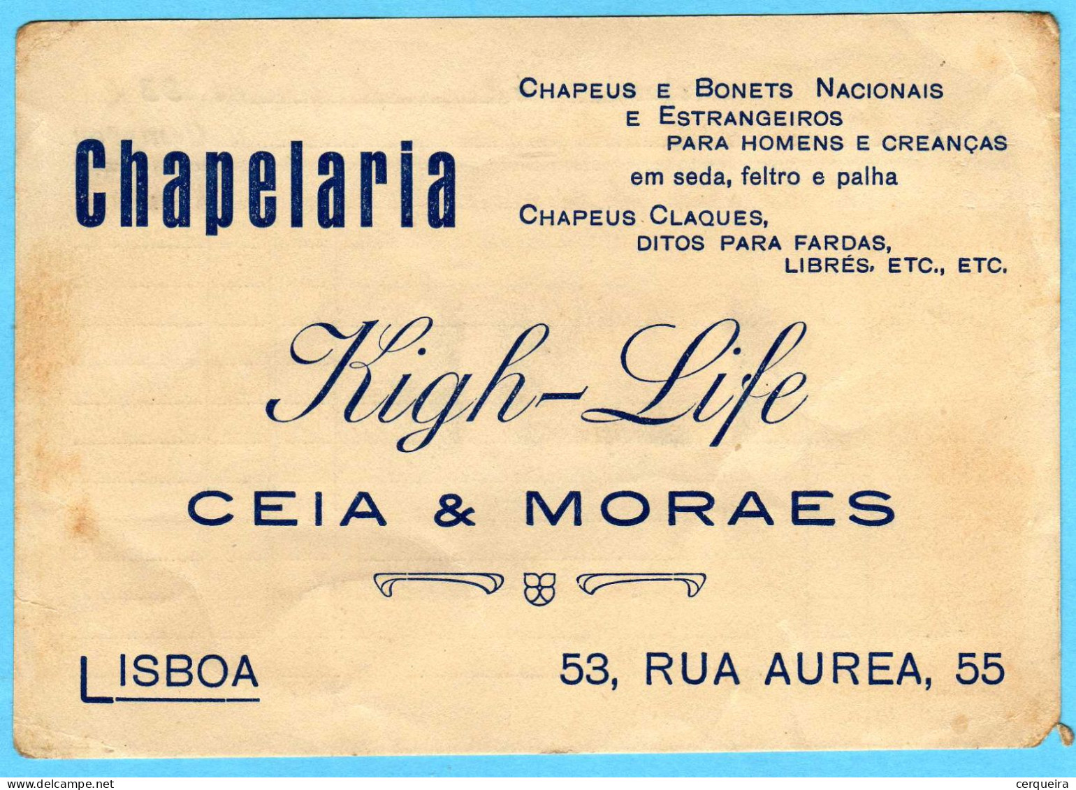 FATURA CHAPELARIA -HIGH-LIFE - Lettres & Documents