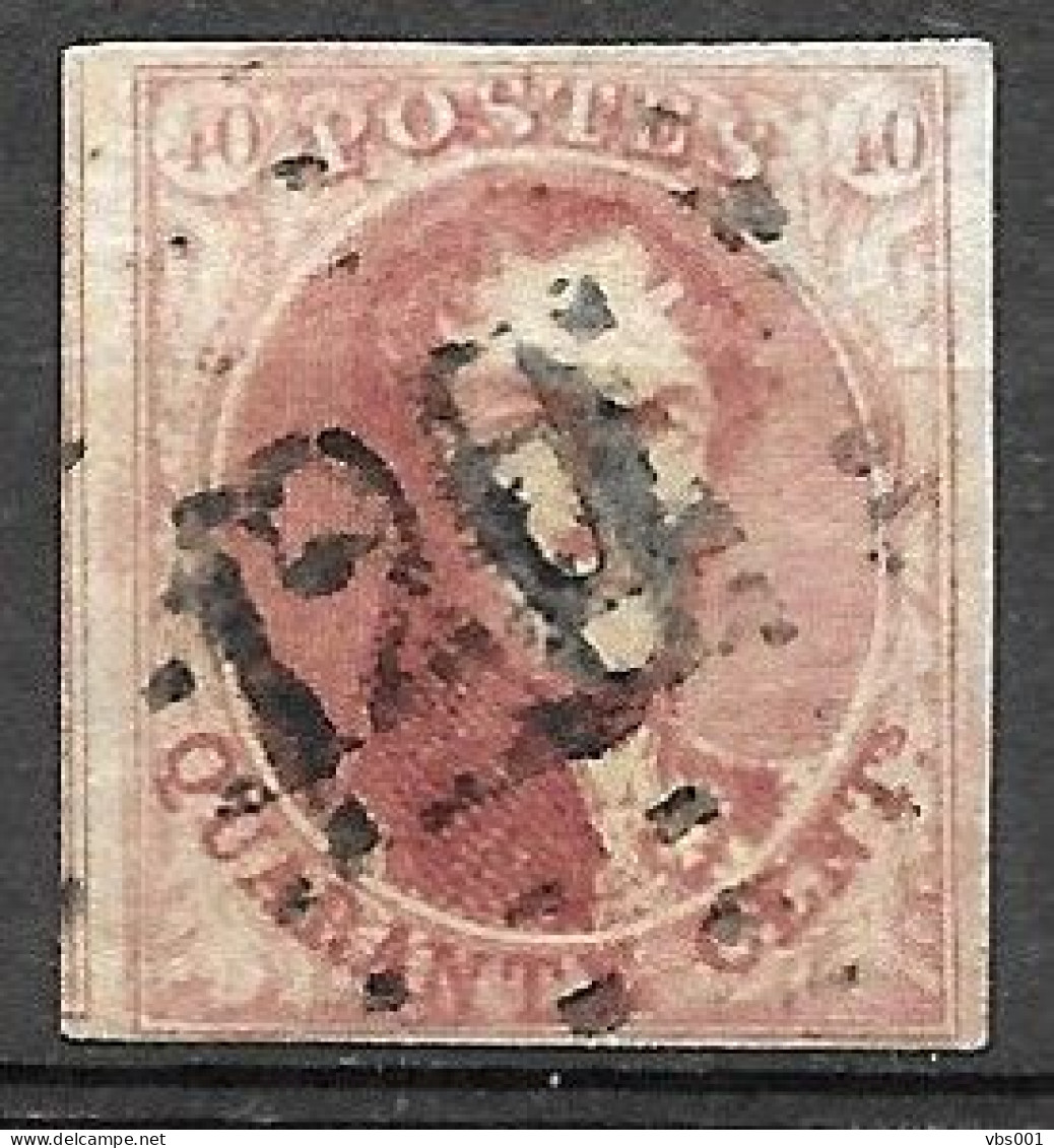 OBP8A Met 4 Randen En Gebuur, Met Puntstempel P120 Verviers (zie Scans) - 1851-1857 Medallones (6/8)