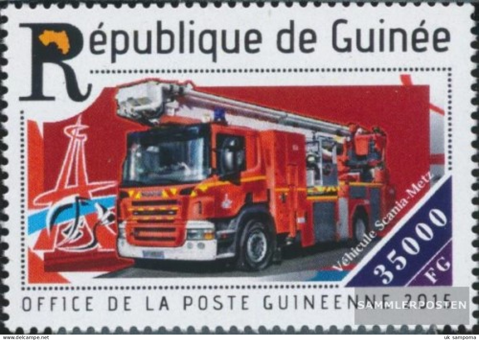 Guinea 11062 (complete. Issue) Unmounted Mint / Never Hinged 2015 Fire Truck - Guinea (1958-...)