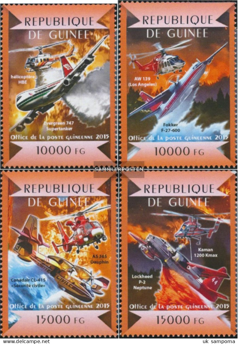 Guinea 11022-11025 (complete. Issue) Unmounted Mint / Never Hinged 2015 Fire Fighting Out The Air - Guinea (1958-...)