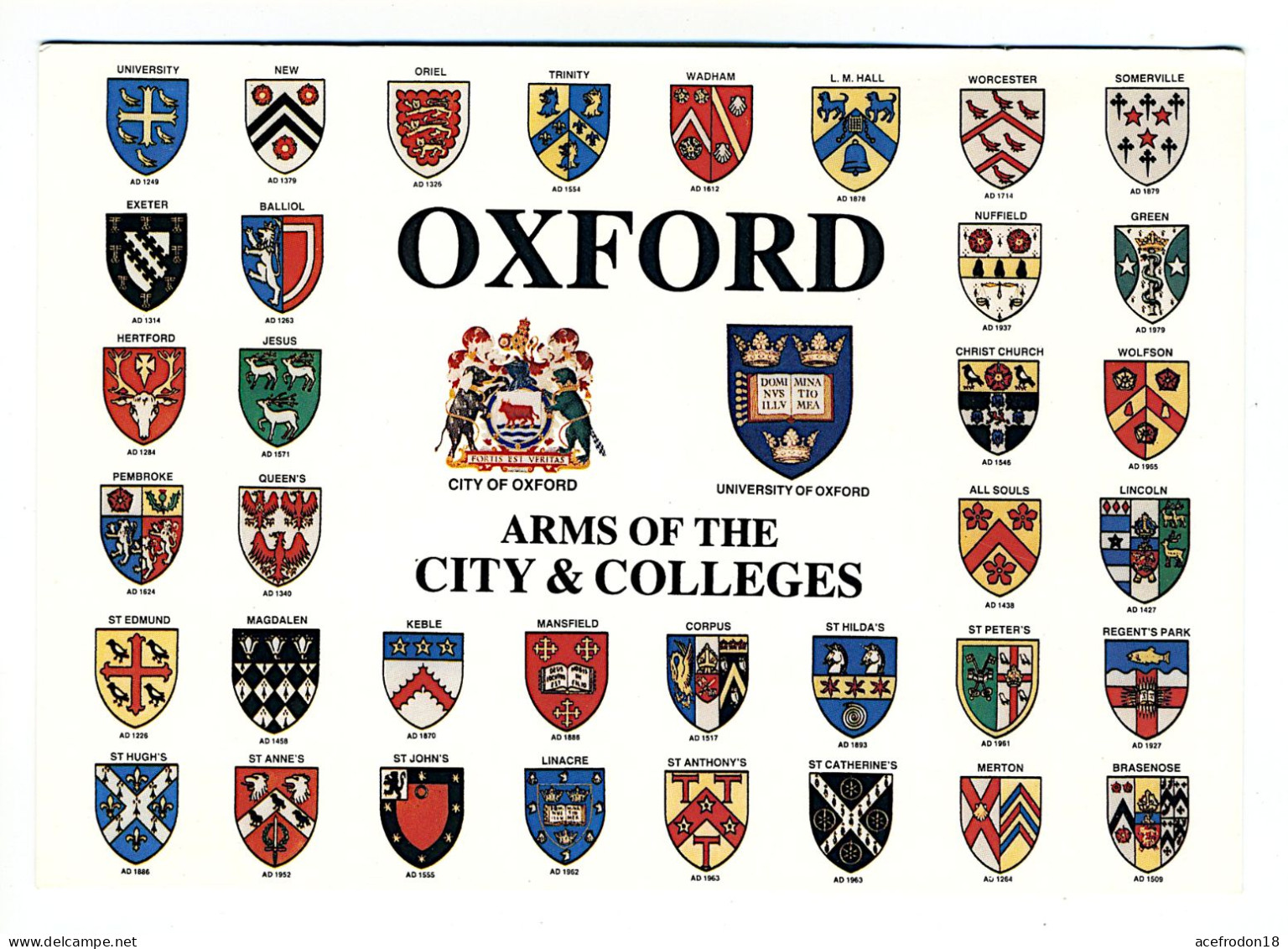 Oxford - Arms Of The City And Colleges - Oxford