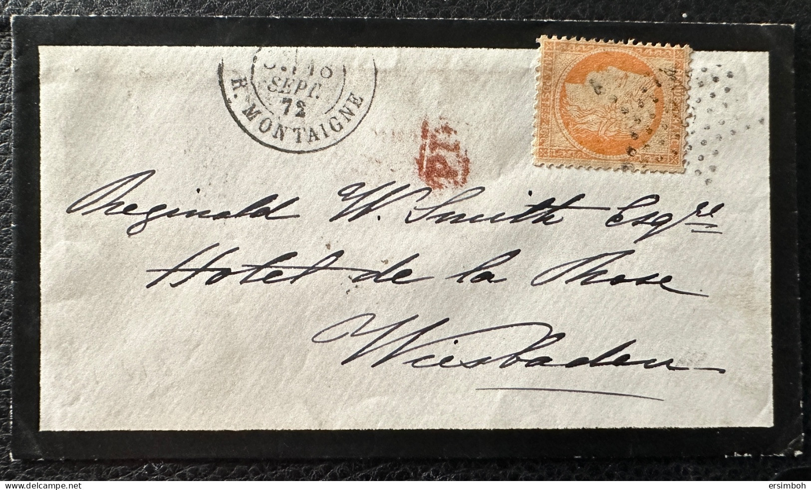 Superbe. Enveloppe Faire Part De Décès N38 Paris-Wiesbaden (Hesse). Cote Maury 225€ - 1870 Asedio De Paris